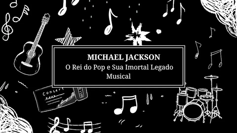 Michael Jackson: O Rei do Pop e Sua Imortal Legado Musical 1 Black White Animated Doodle Illustration K pop Music Game Presentation